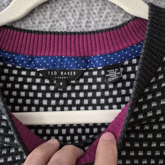 Ted Baker London Men's Gray Long Sleeve Wool Blend Crewneck Sweater 4 Large - Picture 4 of 7